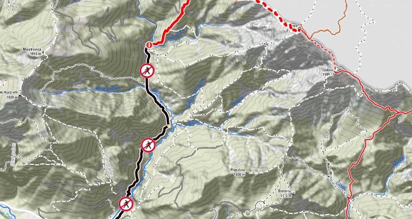 POZOR!!! | Zaradi miniranja pot in gozdna cesta po dolini Belce ZAPRTA