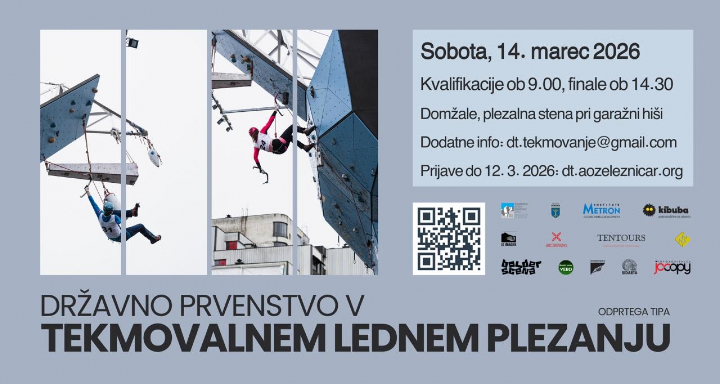 Državno prvenstvo 2026 v lednem plezanju vabi v Domžale