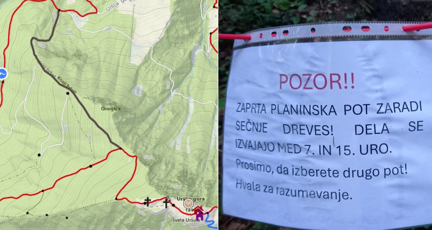 ZAPORA poti čez Kozji hrbet na Uršljo goro